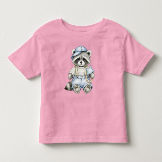 サスペンダー付きジーンズの小さなアライグマby Natash トドラーTシャツ (正面)