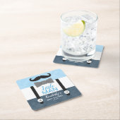 サスペンダー小さな男の子の青い海軍の男の子の赤ちゃんシャワー スクエアペーパーコースター (インサイチュ)