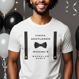 サスペンダー ボウタイ 乾杯 紳士  bachelor パーティー tシャツ