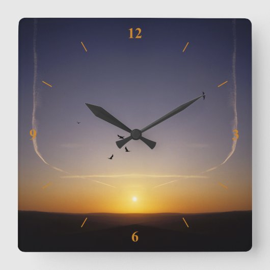 サセックスに関する夕日 スクエア壁時計 (正面)