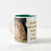 サセックススパニエル犬の顔のマグ ツートーンマグカップ (正面左)