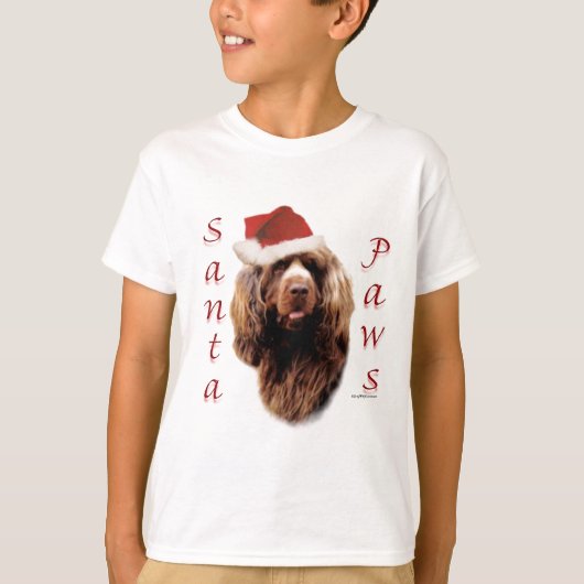サセックススパニエル犬サンタポーズ Tシャツ (正面)