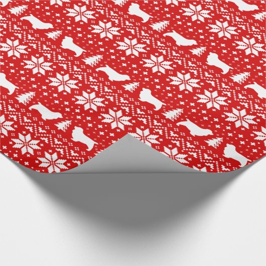 サセックススパニエル犬シルエットドッグズクリスマスホリデー ラッピングペーパー (角)