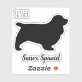 サセックススパニエル犬シルエットドッグブリードビニールステッカー シール (シート)