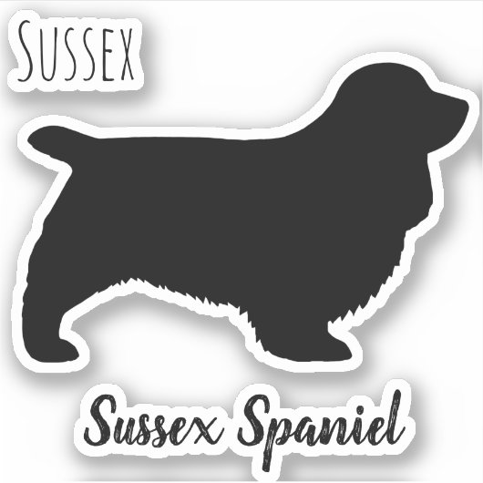 サセックススパニエル犬シルエットドッグブリードビニールステッカー シール (正面)