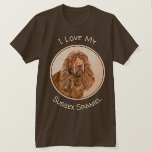 サセックススパニエル犬絵画ズ-かわいいオリジナルドッグアート Tシャツ