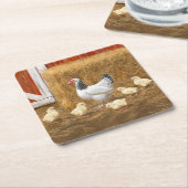 サセックスチキンママヘンアンドチックス スクエアペーパーコースター (アングル)