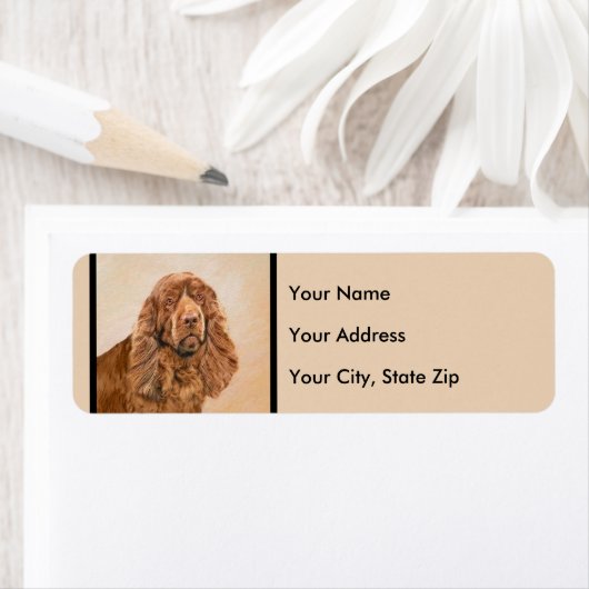 サセックス絵画スパニエル犬ズ – かわいいオリジナルドッグアート ラベル (インサイチュ)