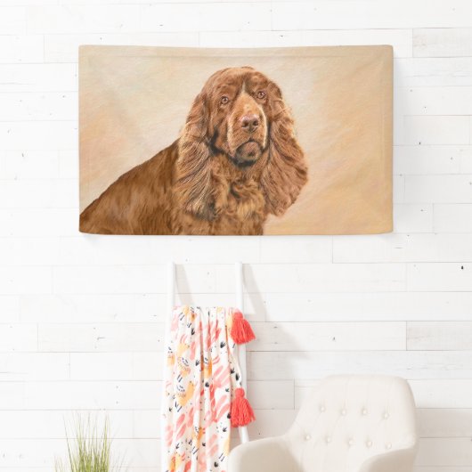 サセックス絵画スパニエル犬ズ – かわいいオリジナルドッグアート 横断幕 (インサイチュ)