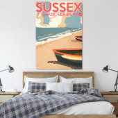 サセックス，イギリスヴィンテージ機関車旅行ポスター キャンバスプリント (インサイチュ (寝室))