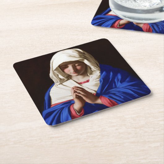 サソフェラト祈りの言葉のヴァージン スクエアペーパーコースター (アングル)