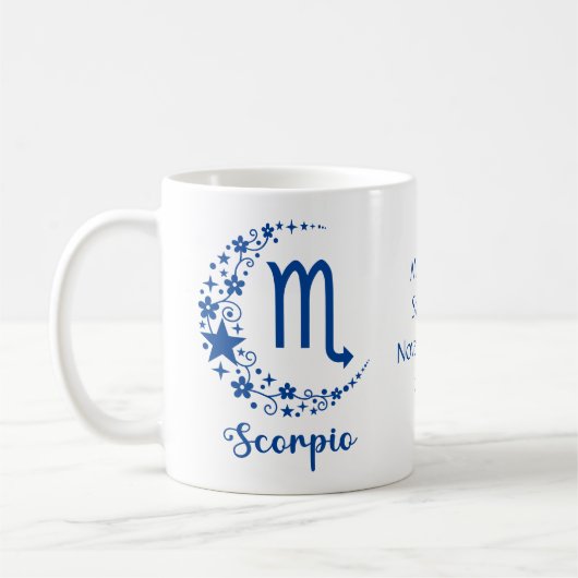 サソリ座 占星術 誕生日 青 白 コーヒーマグカップ (左)