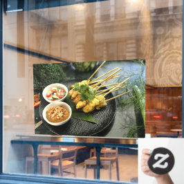 サタイチキンピーナッツソースタイフードタイスナック ウィンドウサイン