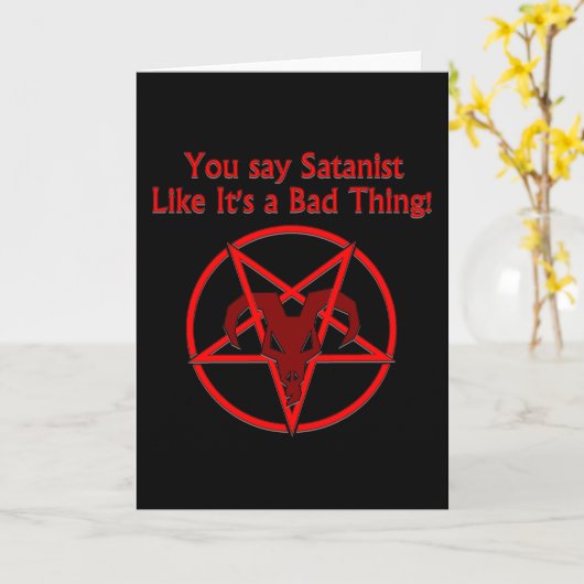 サタニストバットシングダークユーモアヤギ星形五角形 カード (黄色い花)