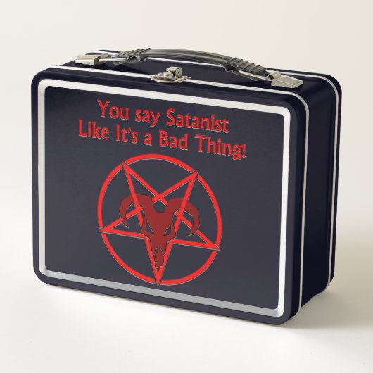 サタニストバッドティーダークユーモアヤギ星形五角形 メタルランチボックス (正面)
