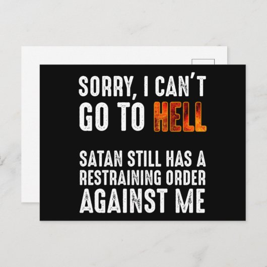 サタンが禁止命令を持っている地獄に行くことはできない ポストカード (正面/裏面)