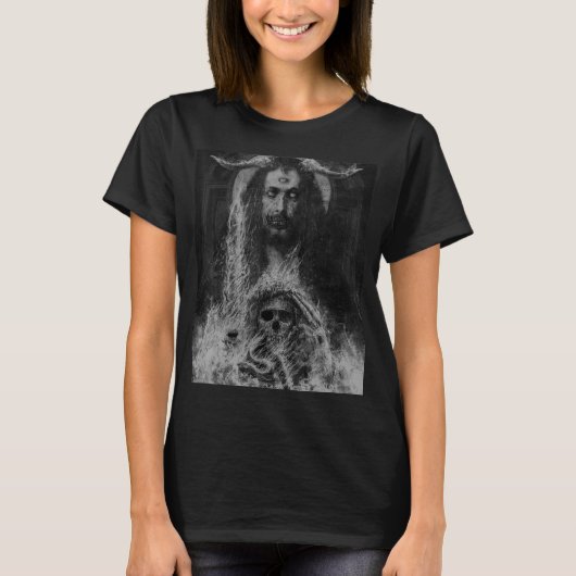 サタンのオカルトのゴシック様式の暗黒の非神聖な魔術師グン Tシャツ (正面)