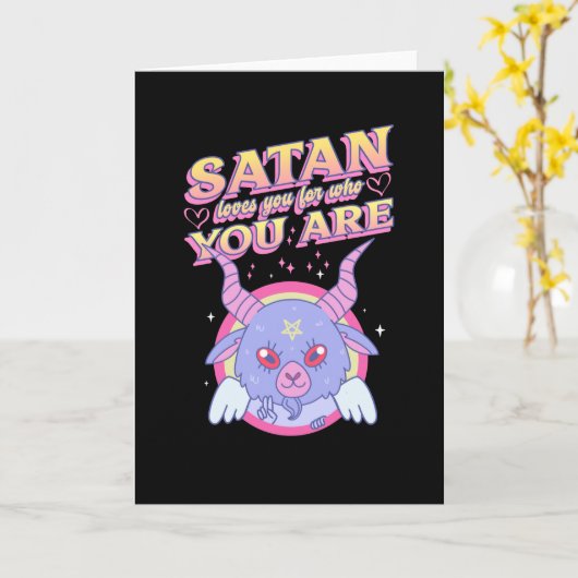 サタンはあなたを愛している誰のために折り畳まれたグリーティングカード カード (黄色い花)