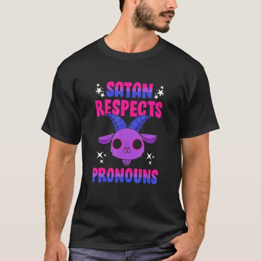 サタンは代名詞の両性五角形を尊重 Tシャツ (正面)