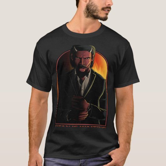 サタンは悪魔を待っている666反キリストのオカルト Tシャツ (正面)