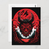サタンイビル顔 |デーモンヘッドグラフィックデザイン ポストカード (正面/裏面)