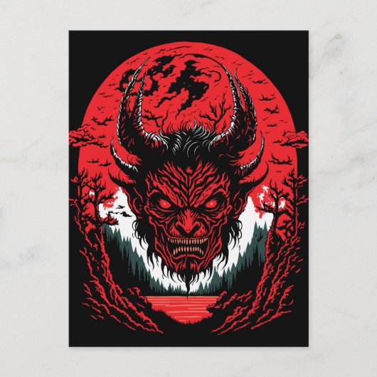 サタンイビル顔 |デーモンヘッドグラフィックデザイン ポストカード (正面)