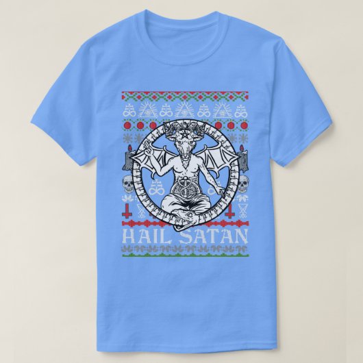 サタンクリスマスヘイルサタン醜いセーター Tシャツ (デザイン正面)
