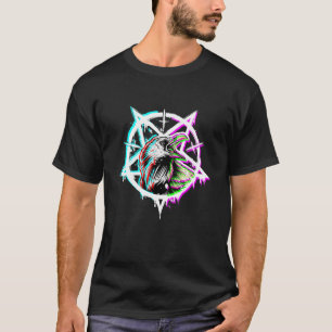 サタンクロウペンタグラムVAPORWAVEオカルトサタンレイヴ Tシャツ