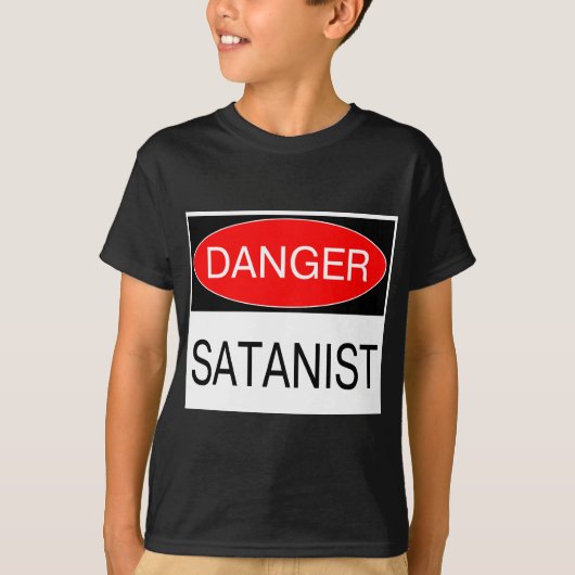 サタン信者 危険 おもしろTシャツ サタン マグカップ 帽子 バッグ Tシャツ (正面)