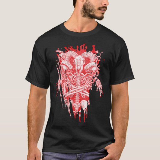 サタン教会すべての雹ヤギSatan Baphomet Tシャツ (正面)