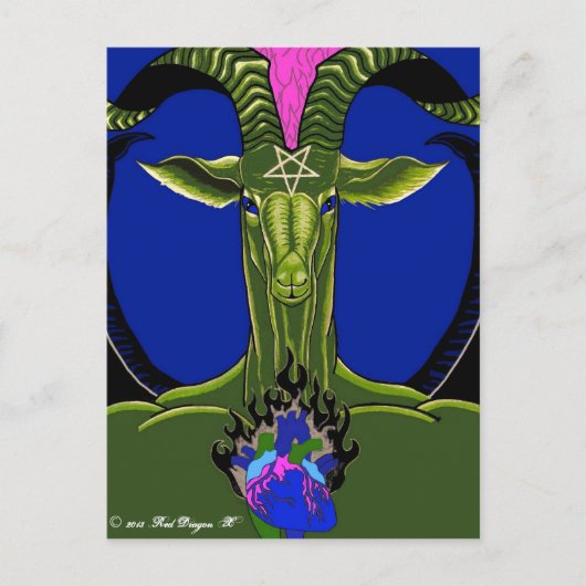 サタン焼きハート(緑) ポストカード (正面)