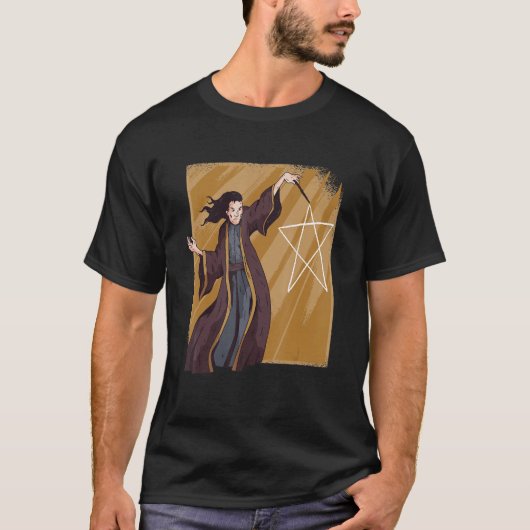 サタン魔法使いペンタグラムスティック Tシャツ (正面)