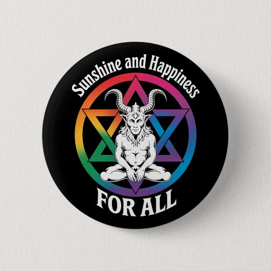 サタンLGBTQプライドのための日差しと幸福 缶バッジ (正面)