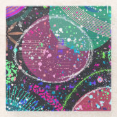 サターンのリング：マキシマリスト抽象芸術 ガラスコースター (正面)