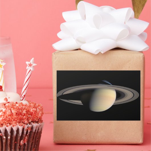 サターンガス巨大惑星(Cassini) 長方形シール (パーティー)