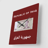 サダム・フセインとイラクのディナール スクエア壁時計 (傾斜)