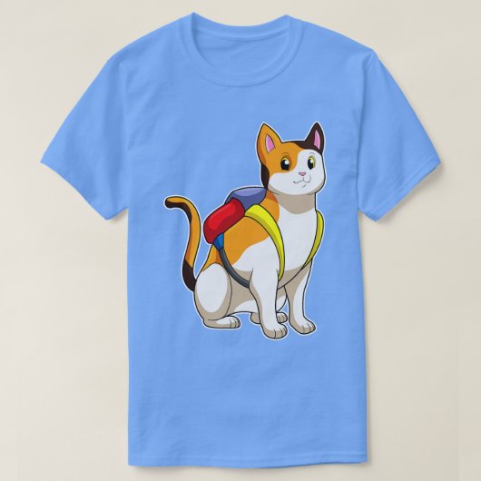 サチェルを持つ猫 Tシャツ (デザイン正面)