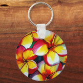 サチャ・グロッセルによるピンクのフラギパニの花のアート キーホルダー (正面)