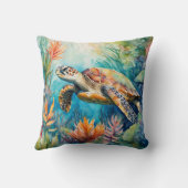 サチュルトルウォーターカラートロピカルコーストビーチ クッション (裏面)