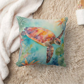 サチュルトルウォーターカラートロピカルコースト海洋生物 クッション (ブランケット)