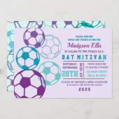 サッカクールアクアパープルバルミツワー招待状 招待状 (正面/裏面)