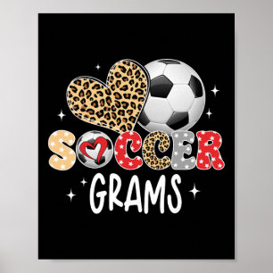 サッカグラム かわいいヒョウ ハート サッカー選手 愛 ポスター