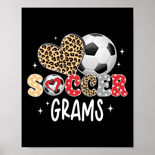 サッカグラム かわいいヒョウ ハート サッカー選手 愛 ポスター (正面)