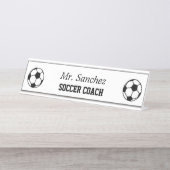 サッカスタムカーの白黒のロゴ デスクネームプレート (正面)