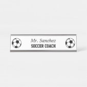 サッカスタムカーの白黒のロゴ デスクネームプレート (正面)