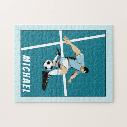 サッカパーソナライズされたー選手監督イラストレーションカッコいい ジグソーパズル (横)