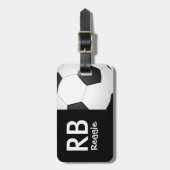 サッカファンキーーモノグラムのボール ラゲッジタグ (正面縦)