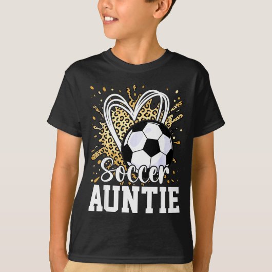 サッカーおばさんヒョウ柄ハート Tシャツ (正面)