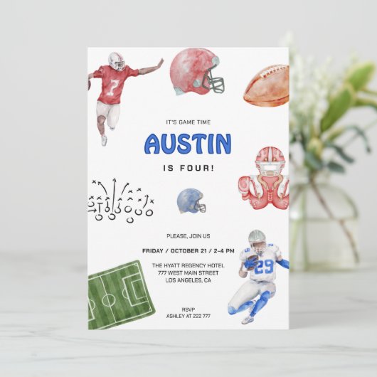 サッカーおもしろいお祝い誕生日 招待状 (スタンド正面)