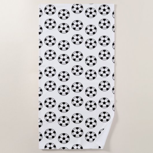 サッカーおもしろいの球模様 ビーチタオル (正面)